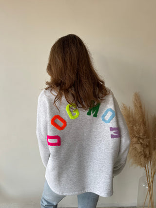 Colorful dog mom sweater