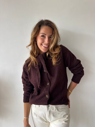 Burgundy button scarf knit