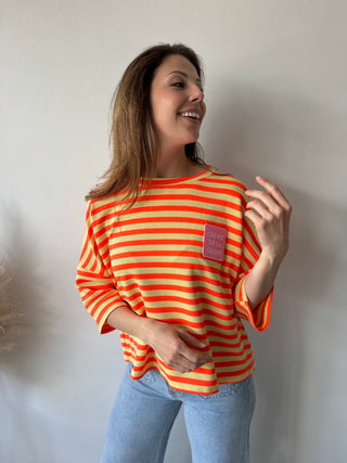 Orange yellow striped top
