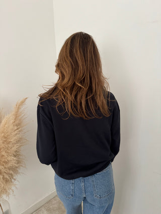 Simple navy scarf sweater