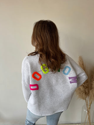 Colorful dog mom sweater