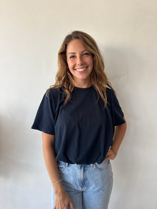 Navy elastic top