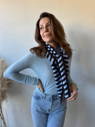 Brown blue striped scarf