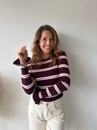 Burgundy pink ribbed top