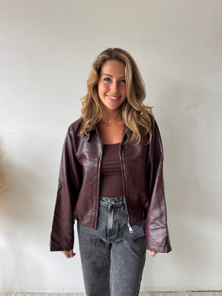 Burgundy leather jacket