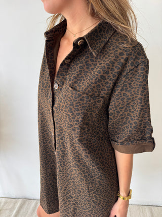Leopard shirt dress