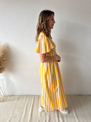 Yellow striped maxi dress