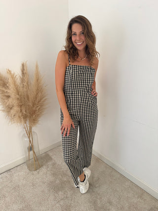 Black white vichy jumpsuit