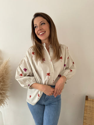 Palmtrees beige blouse