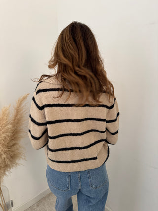 Beige black striped knit