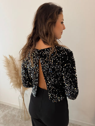 Black glitter jumpsuit