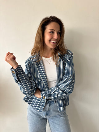 Blue white striped jacket