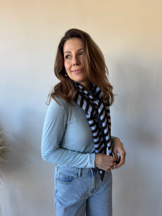 Brown blue striped scarf