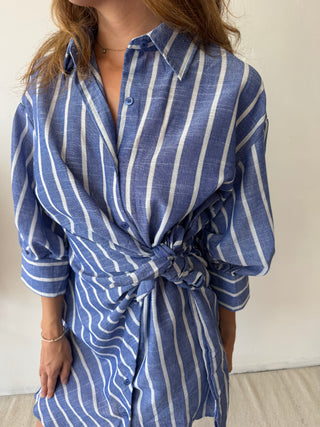 Blue knot shirt dress