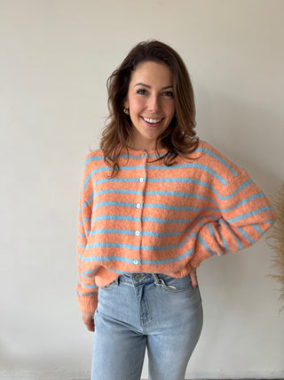 Blue stripes peach knit