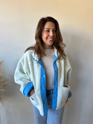 Blue teddy reversible jacket