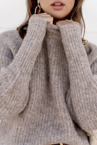 Soft simple taupe turtleneck knit