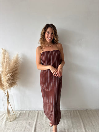 Brown stripes summer dress
