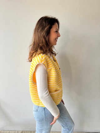 Yellow striped teddy bodywarmer