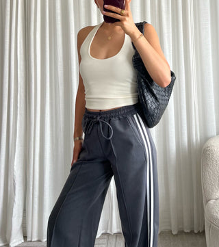White stripes grey pants