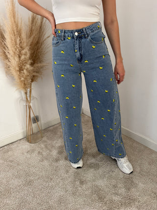 Yellow lemons denim pants