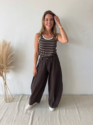 Brown barrel pants