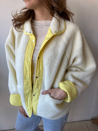 Yellow reversible teddy jacket