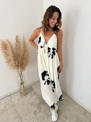 Black white tie dye dress