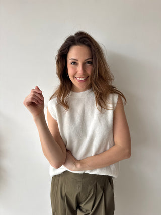 Lace open back white sweater