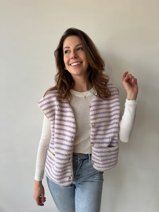 Lila striped teddy bodywarmer