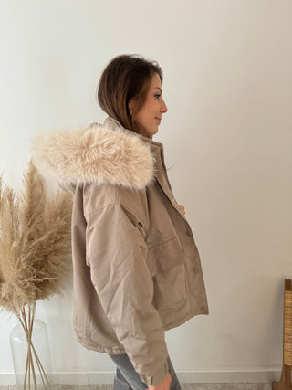 Taupe short winter jacket