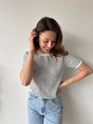 Black white striped top