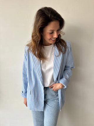 Blue white striped blazer