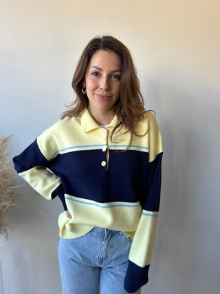 Blue yellow polo sweater