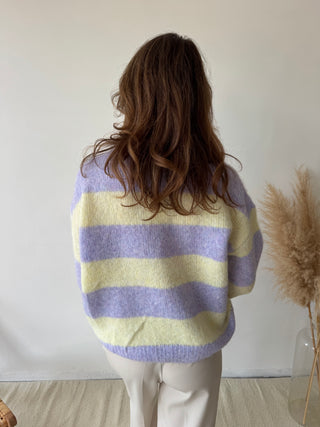 Yellow lila striped knit