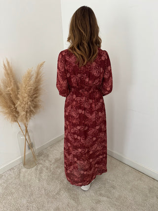 Burgundy flowered maxi dress