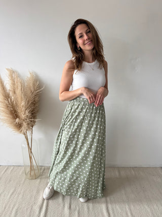 Green polka dots skirt