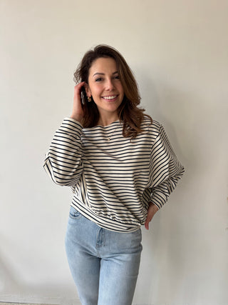 Navy stripes asymmetric top