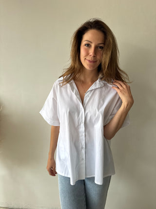 Open back heart white blouse