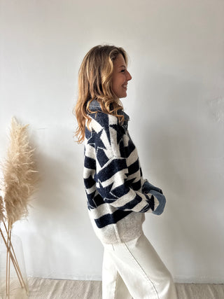Denim detail star knit