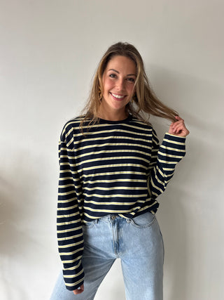 Blue yellow striped longsleeve