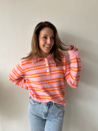 Soft striped pink orange knit