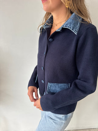 Denim details navy knit