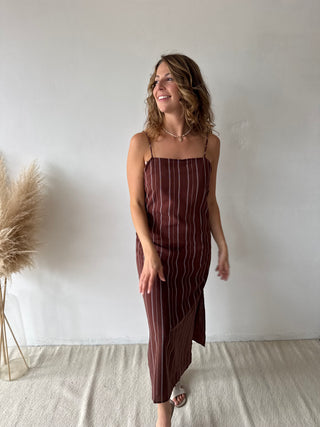 Brown stripes summer dress