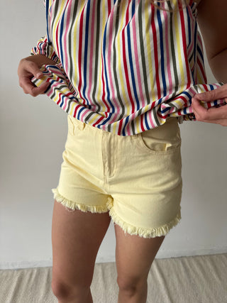 Yellow denim short