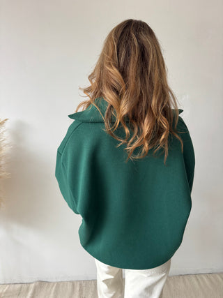 Green fleece zipper sweater
