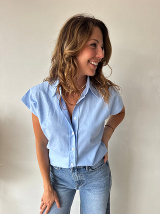 Blue sleeveless shirt