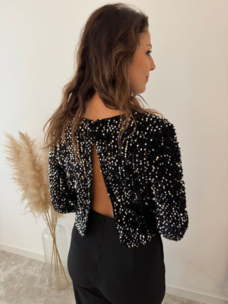 Black glitter jumpsuit