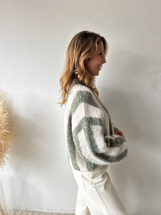 Olive striped knit