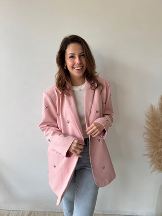 Silver hearts pink blazer